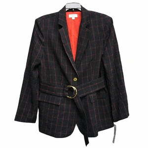 Tahari ASL Belted Notch Collar Blazer Jacket Coat